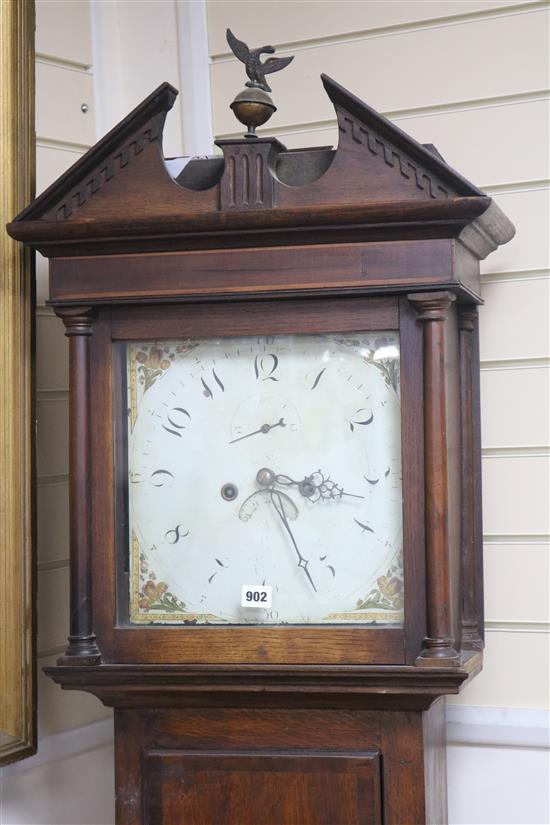 An 18th century oak longcase clock with painted dial W.49cm